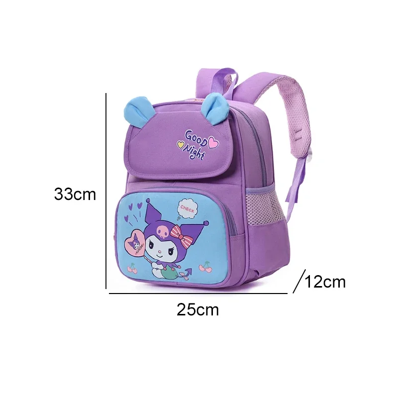 Sac à dos grande capacité Sanrioed Anime Kuromi, cartable mignon pour enfants, sac d'étudiant de dessin animé lancé, cadeau pour ami