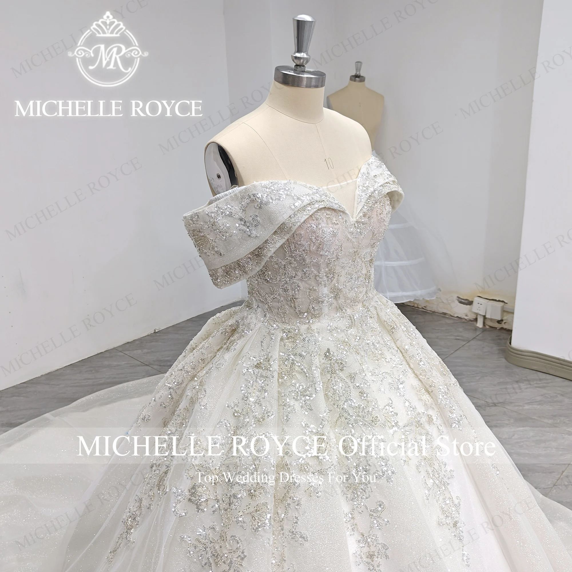 Michelle Royce Ball Gown Wedding Dress For Women 2023 Exquisite Sweetheart Sleeveless Embroidery Beading Sequined Wedding Gown