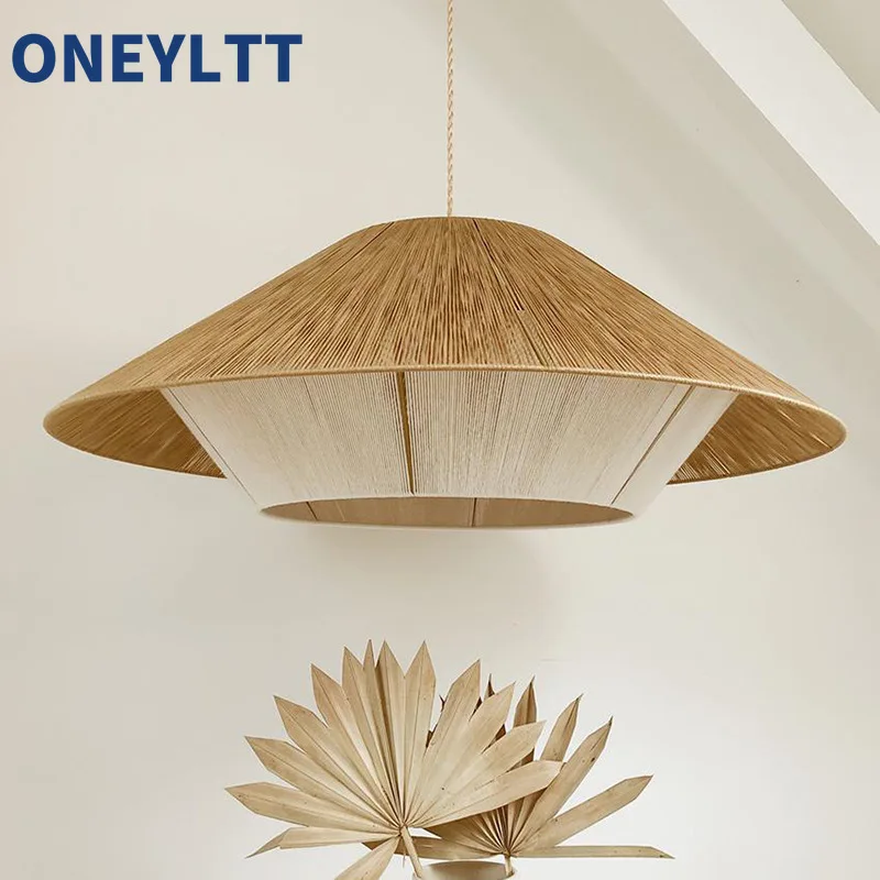 

Japanese Wabi Sabi style pendant lamp creative rattan woven dining table lamp simple living room hemp rope rattan art lighting