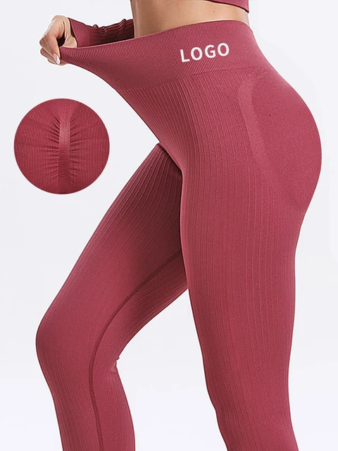 Seamless Ribbed Sports Leggings For Women Push Up High Waist Fitness White Striped Gym Tights Female Tummy Control Yoga Pants AliExpress