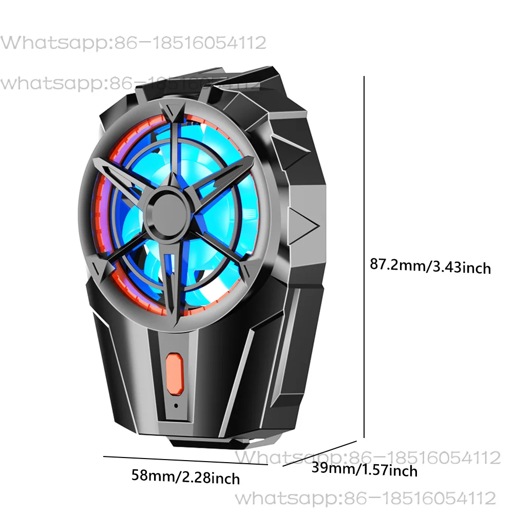 Phone Cooling Case PUBG Mute Mini Cooling Radiator 3-gear Adjustable Rechargeable 7-blade Turbine Support 4.7-7.5in Screen Phone