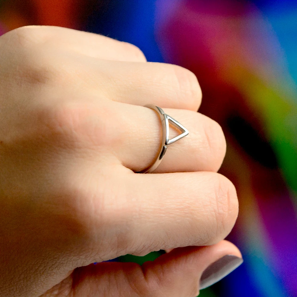 eManco Minimaliset  Stainless Steel Geometric Rings for Women Punk Ring Stackable Triangle Midi Rings Jewellery