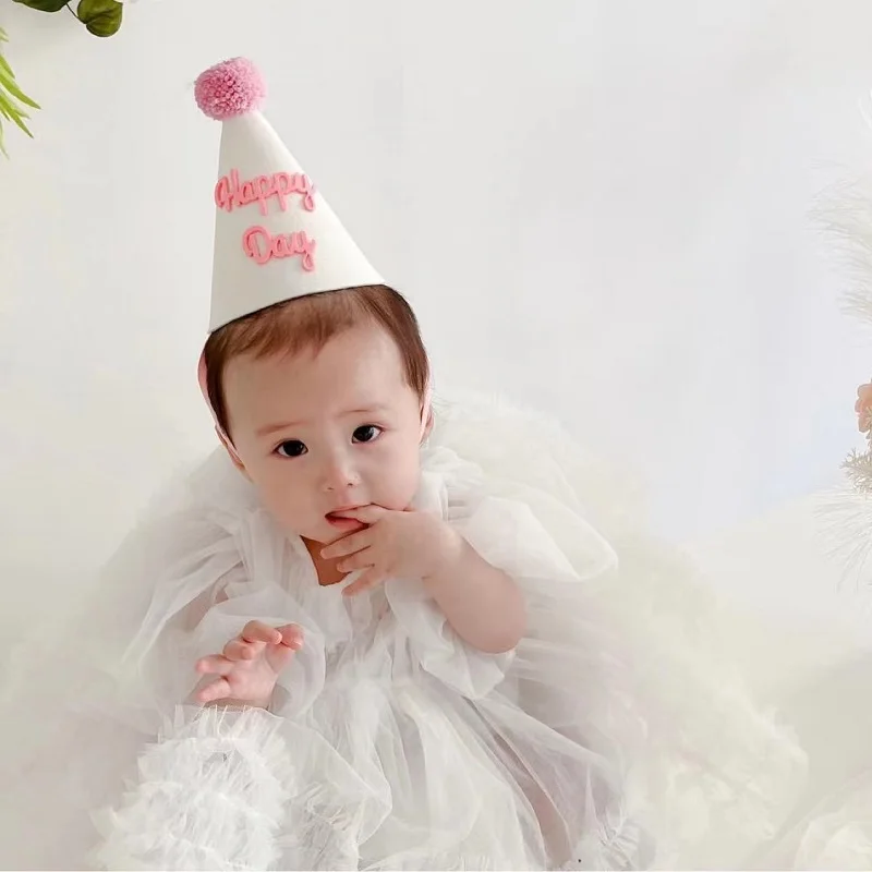 Kids Headcover Anniversary Cap Children Birthday Party Crown Baby Shower Hat Photo Prop