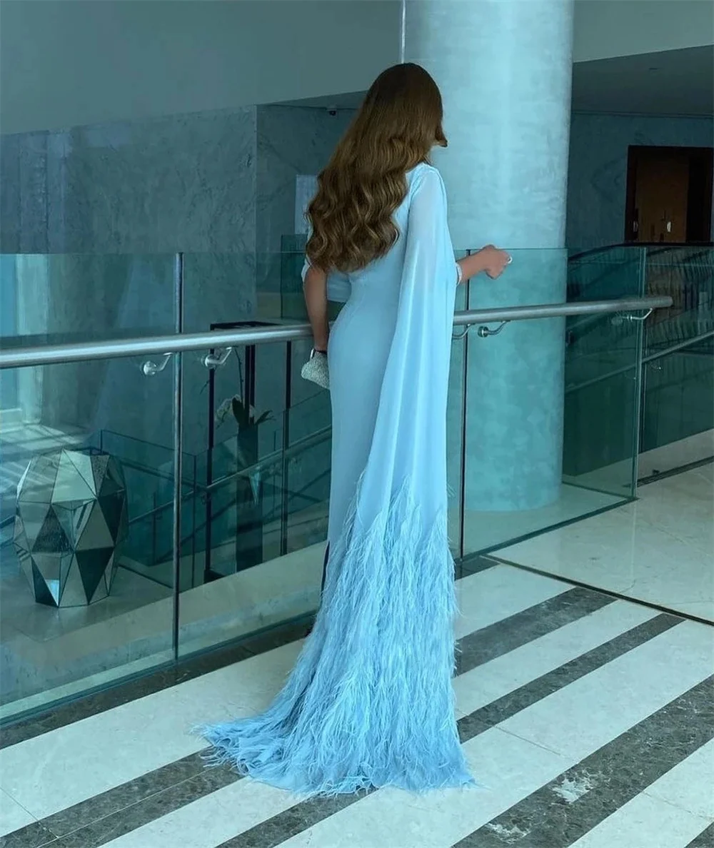 ريشة شيفون رسمية طويلة مناسبة مخصصة فساتين سهرة رعوية للجنسين جيرسي ريترو دبي السعودية العربية حفلة موسيقية مخصصة