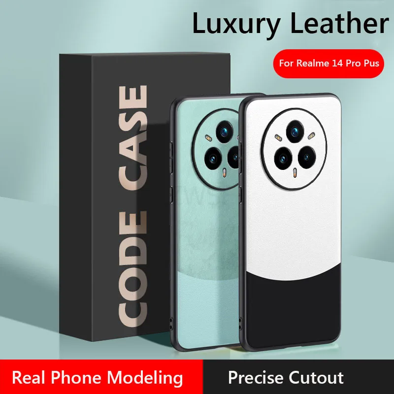 Realme 14 Pro Plus Realme14 Pro + 5G 휴대폰 케이스, 심플한 일반 가죽, 부드러운 충격 방지 후면 커버 케이스