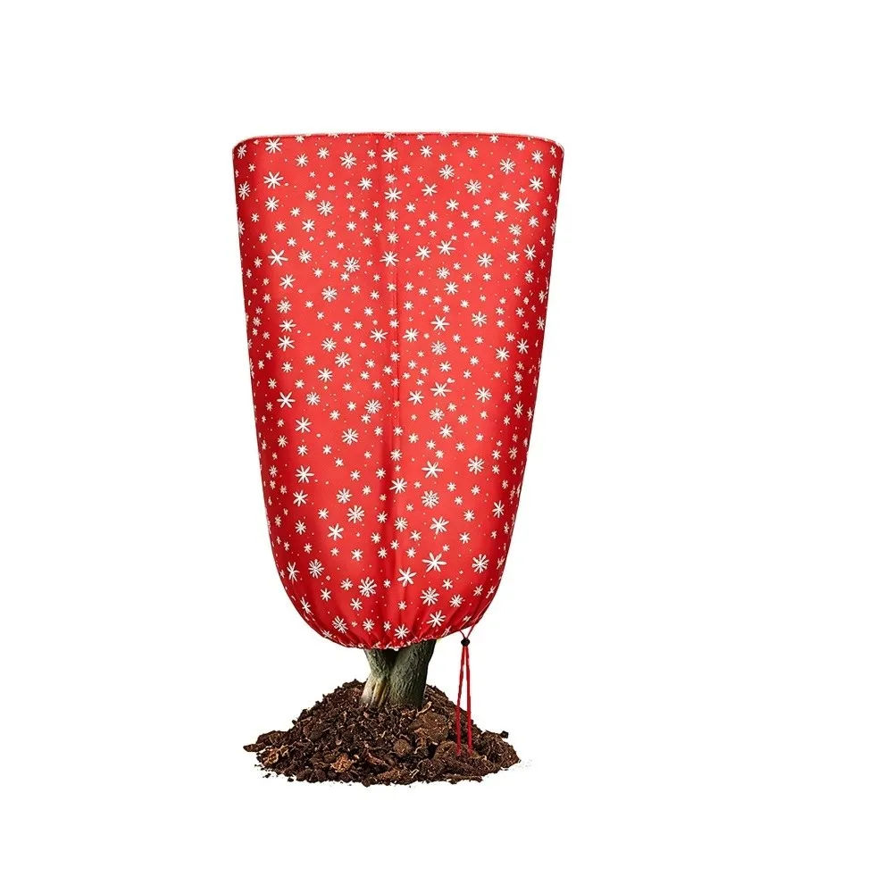 Non-woven Plant Frost Cover Snowflake Print with Zipper & Drawstring Tree Freeze Protection Cover Shrub Frost Cloth