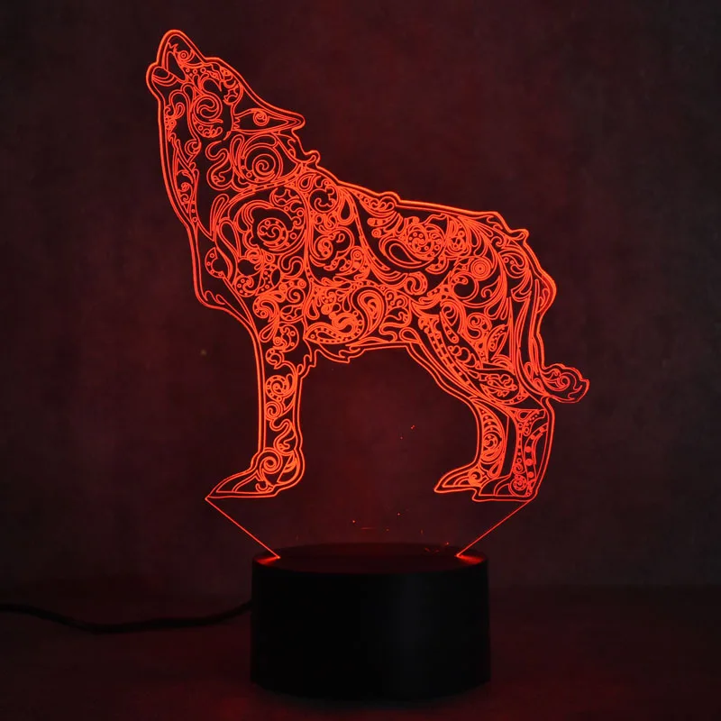 

Wolf 3d Colorful Discolourful Night Lamp Smart Home Usb Power Supply Atmosphere Lamp Children's Toys Are New 3d Light