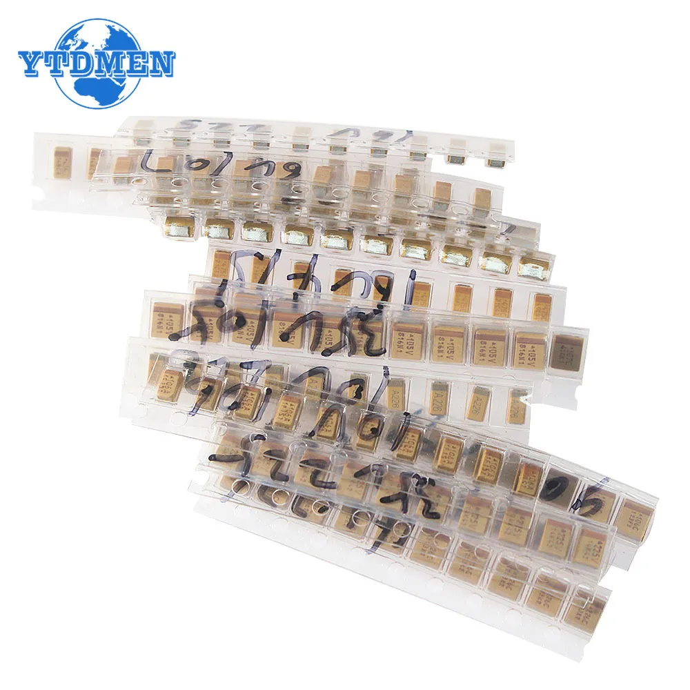 150PCS SMD Tantalum Capacitor Assortment Kit 1uf-220uf A/B Case Tantalum Capacitors Set 1UF 2.2UF 4.7UF 10UF 47UF Capacitors