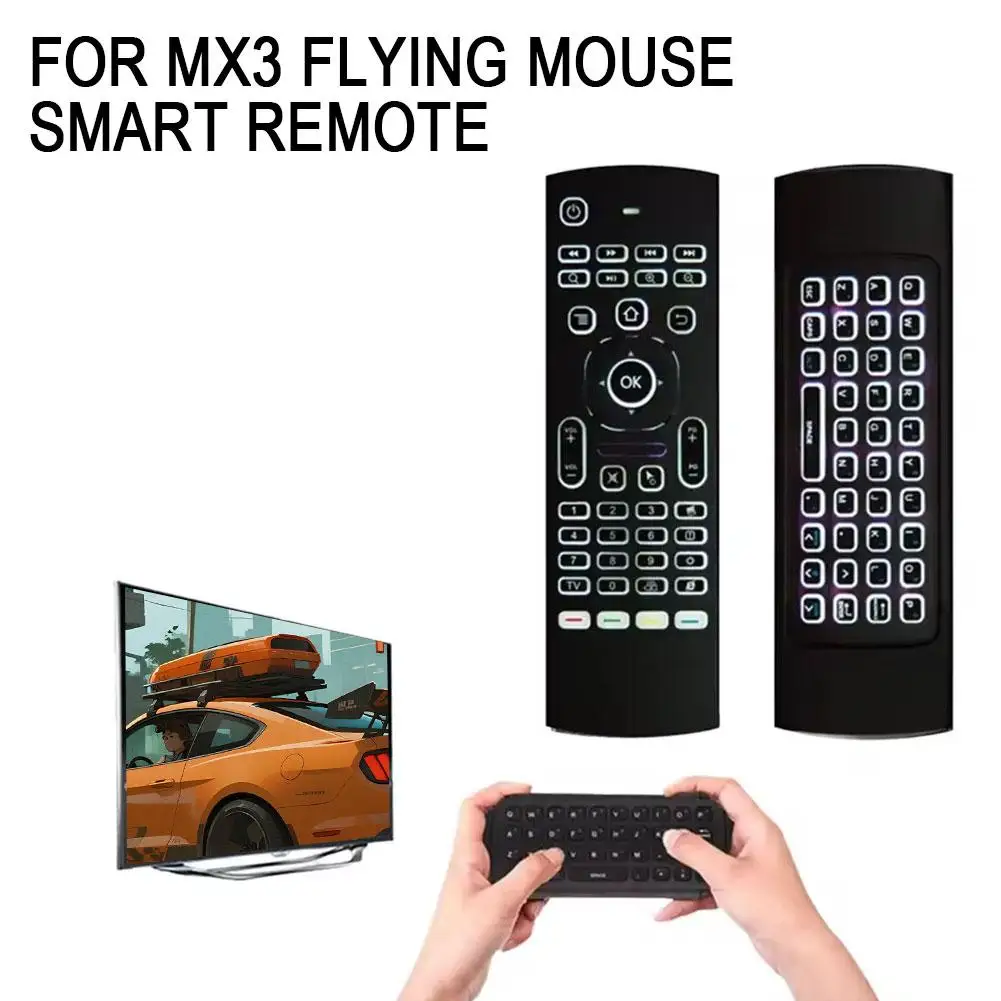 Retroiluminación Air Mouse Control remoto MX3 inalámbrico Mini TV detección Gamer controlador caja de movimiento 2,4G teclado de PC A1Y5