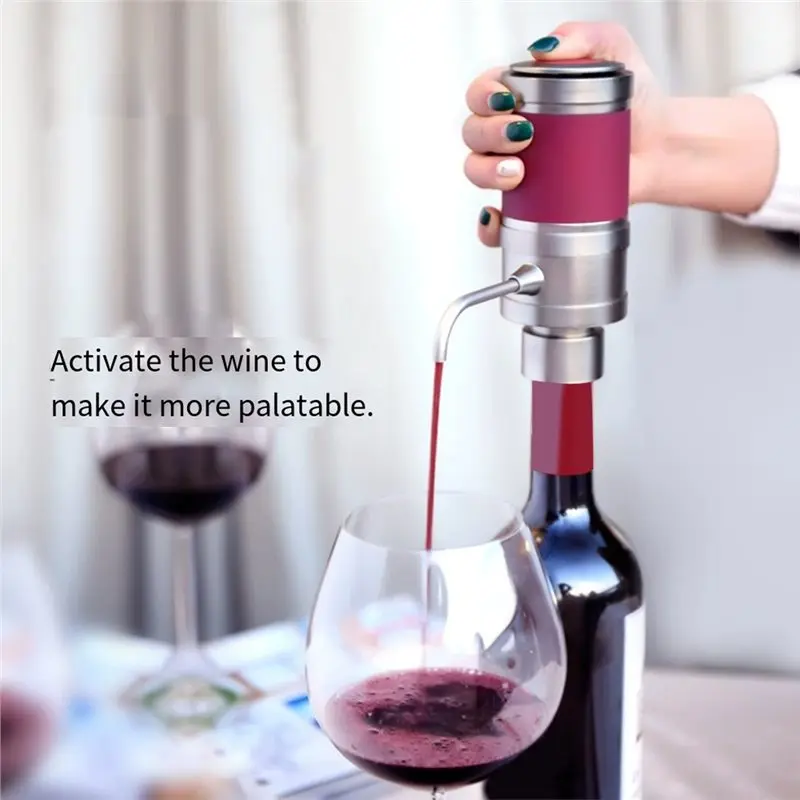[newa66z-】-vacuum-saver-electric-for-wine-aerator-decanter-dispenser-quick-pourer-luxury-gift-for-wine-lovers-silvery