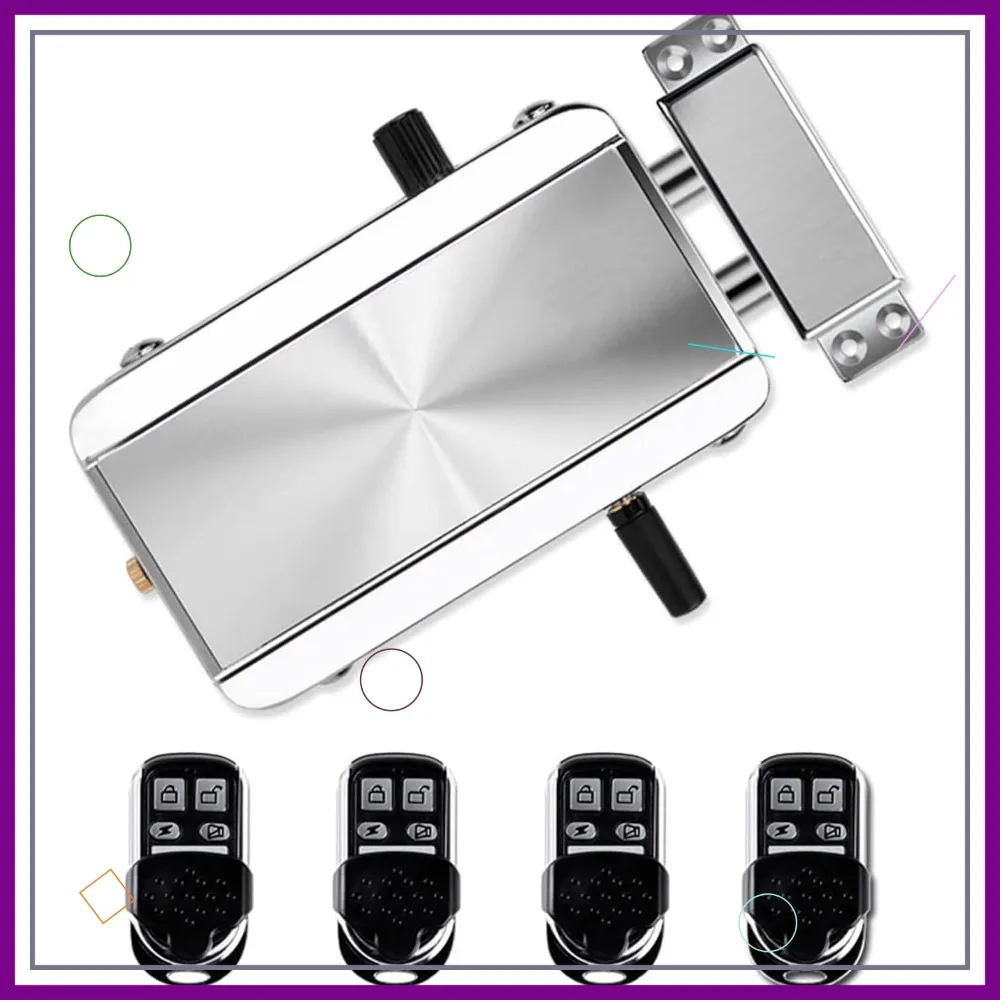 

Electronic Deadbolt Door Lock, Anti-Theft Zinc Alloy Remote Lock with 4 Remotes for Home Office