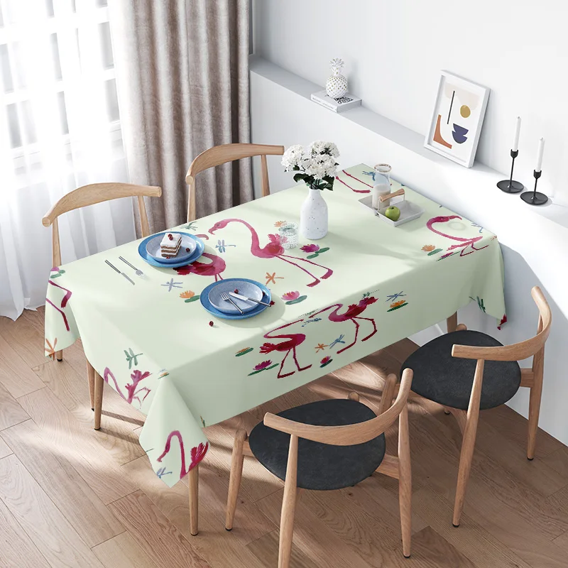 Mantel de flamenco brillante para decoración del hogar, suministros para fiestas, impermeable, antiarañazos, ajuste Universal, mesas de comedor de 4 plazas (Lar
