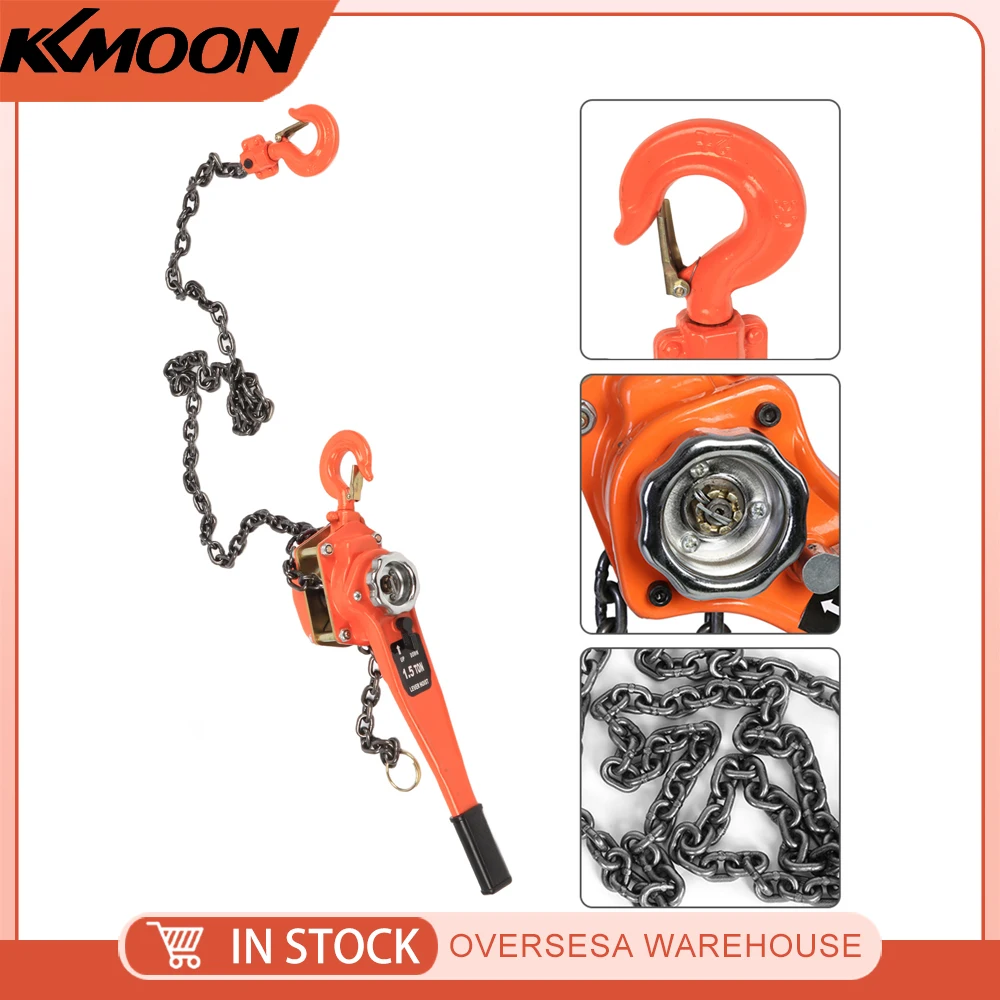 1 Set Alloy Steel 1.5Ton 10ft Lever Chain Hoist Ratchet Puller Lifting Equipment