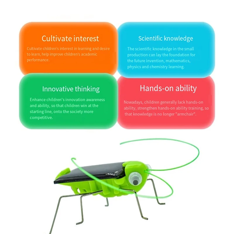 2 pçs solar gafanhoto brinquedos educativos falso inseto movendo brinquedos ensino para crianças aniversário, natal, dia das bruxas, festa favor