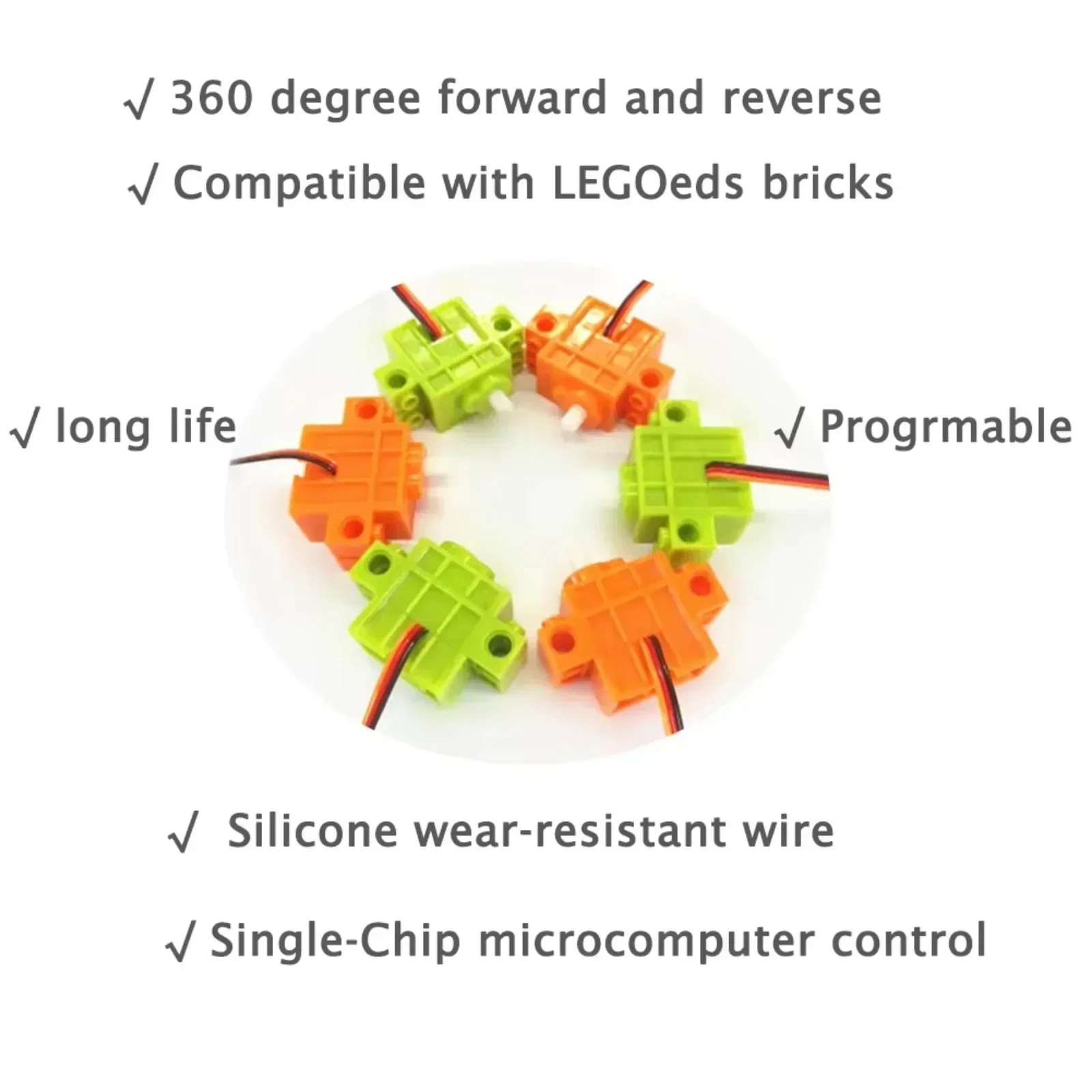 

4Pcs Geekservo 360° Programmable Servo Motor for Legoeds Building Bricks & Micro:bit with PWM Control