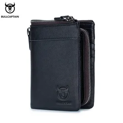 ULLCAPTAIN Leather Buckle Wallet Men's Coin Purse Card High Quality Zipper Storage Bag RFID Function Clip Men's Wallet QB050