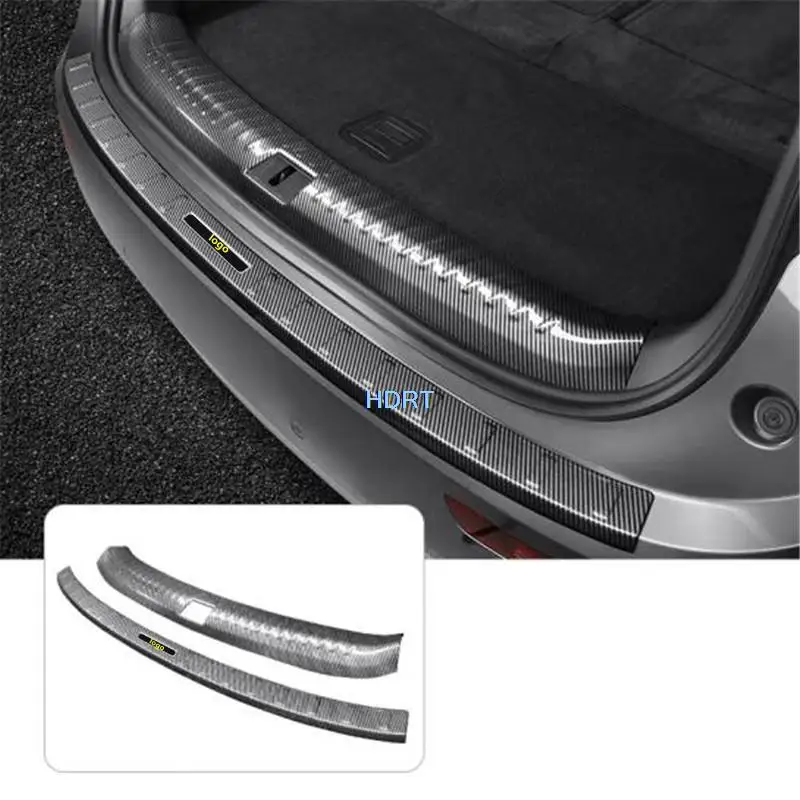 Car Styling Carbon Fibre Bumper Rear Trunk Guard Trim Tail Gate Welcome Pedal Cover Door Sill Sticker For Huawei Aito M7 2022 +