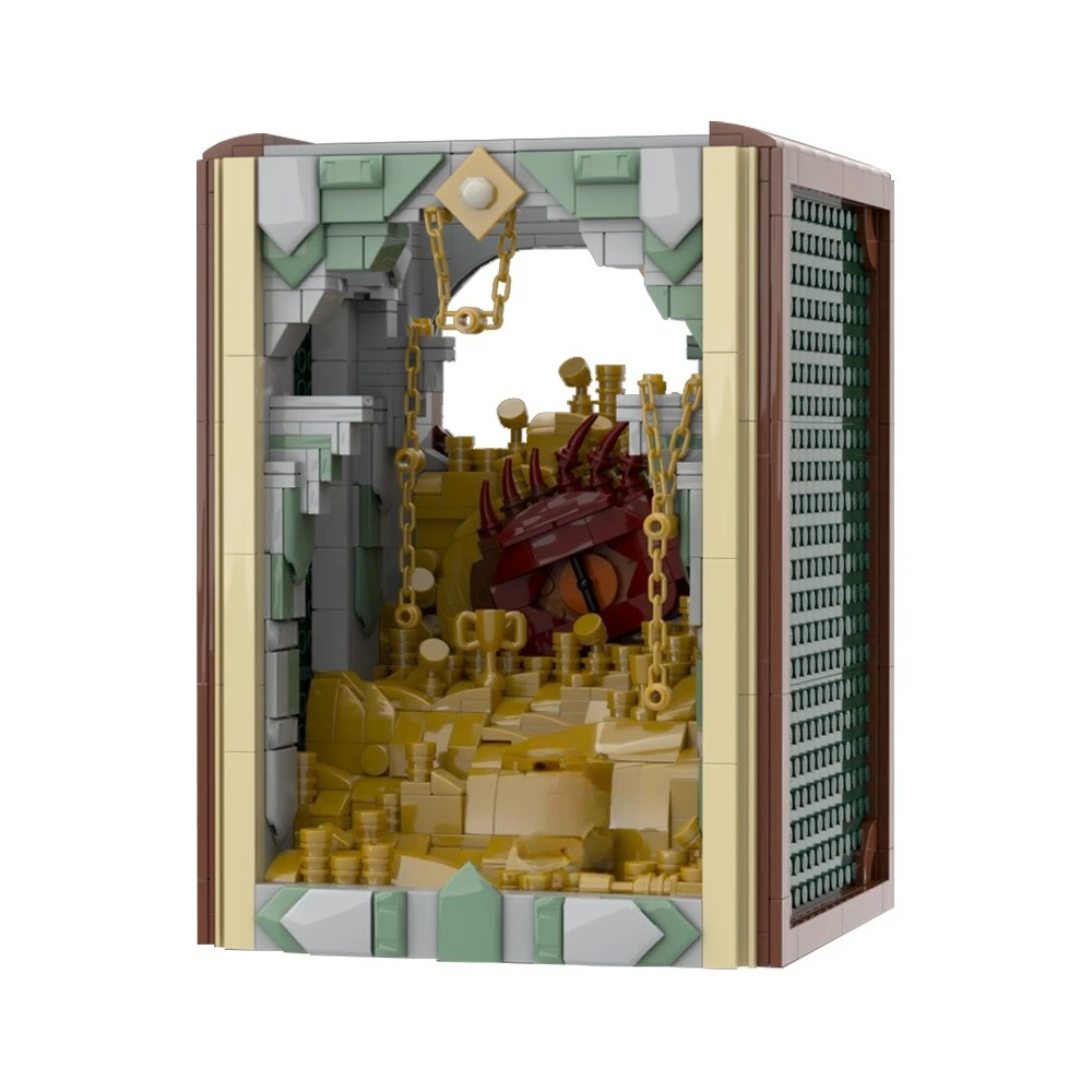 Gobricks MOC Pierścienie Księga Nook Smaug Klocki Model Scena Filmowa Narożnik Książki Cegły DIY Zmontowana Zabawka Prezent dla Dzieci