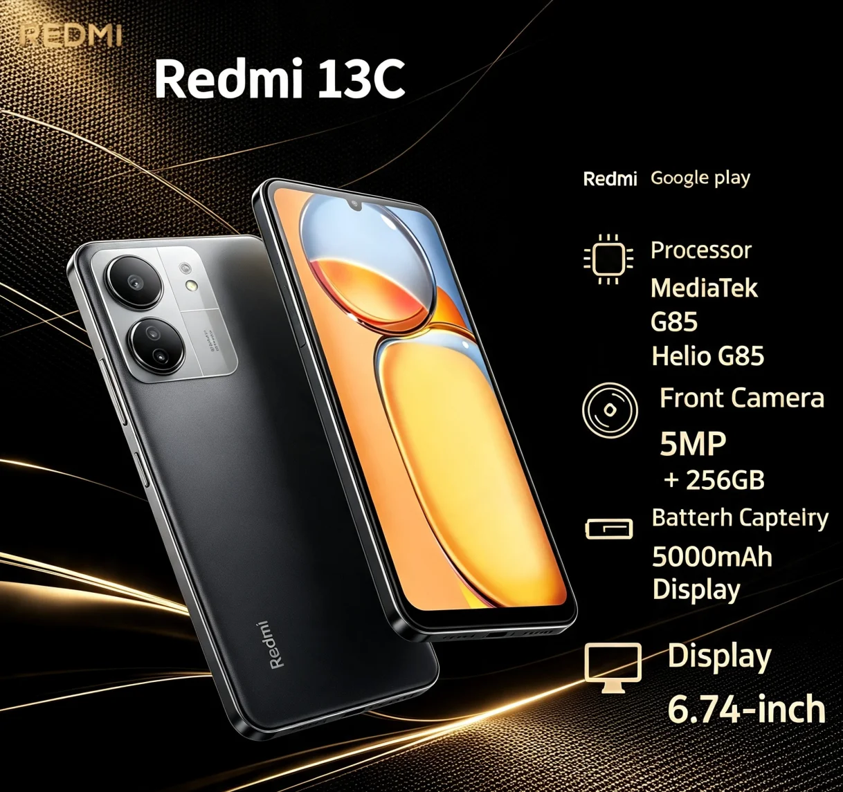 2026 Brand New Redmi 13C Android Mobile Phone 8GB RAM 256GB ROM Large Memory Powerful Performance Smooth Operation