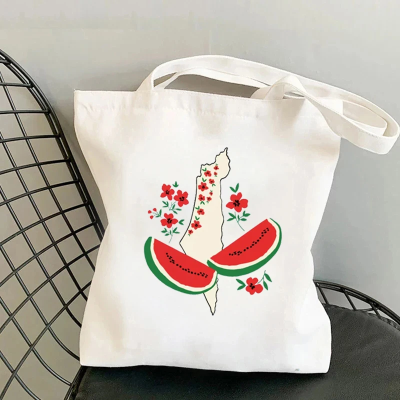 This Is Not A Watermelon Canvas Tote Bags Large Capacity Travel Shopping Supermarket Bag Fashion Simple Shoulder Bag Organizer