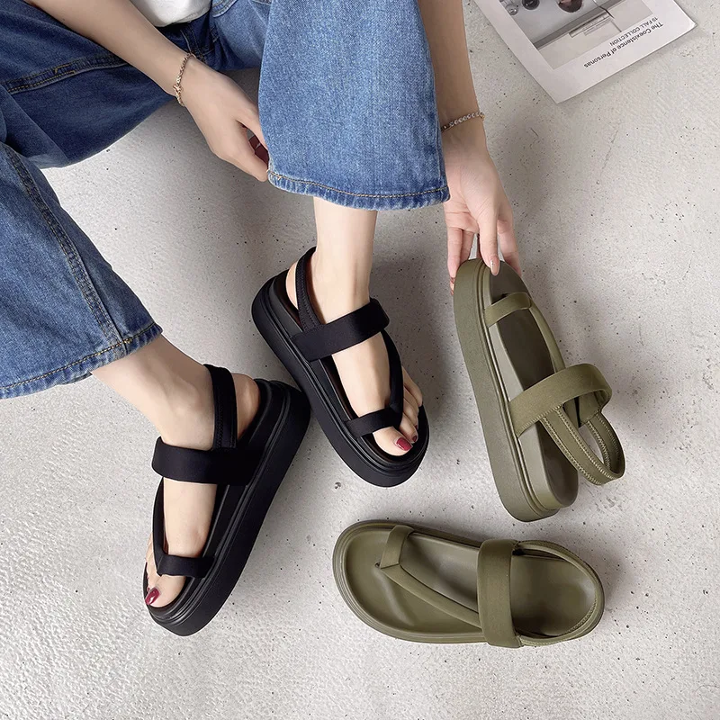 

Comfort Casual Sport Sandals Women Beach Flat Sandals Women Platform Sandals Green Roman Sandals Women's Summer Flip-toe Sandals