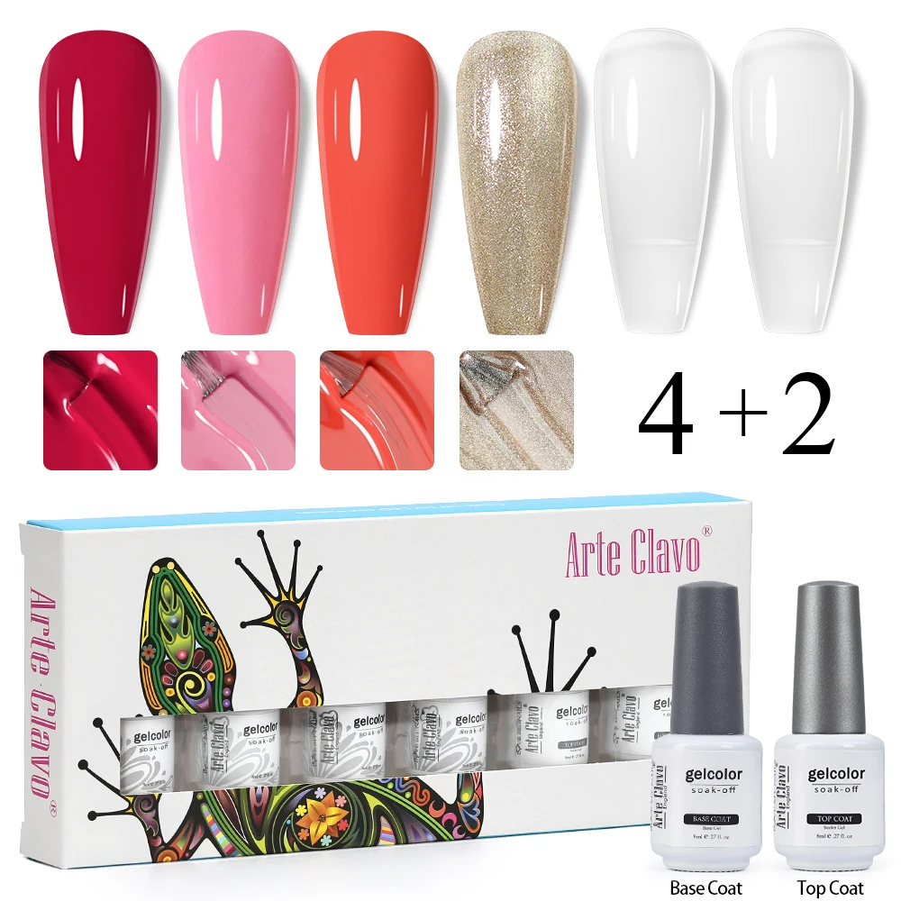 

Arte Clavo 6 Colors 8ML Nail Gel Polish Kit Nail Supplies Vernis Semi Permanent Nail Art Manicure Soak Off UV Gel Varnishes Set