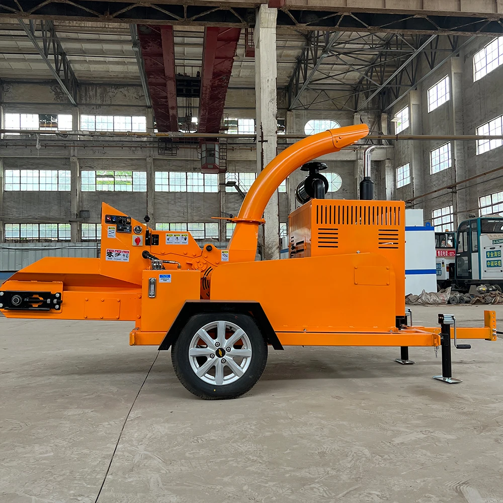 ماكينة تقطيع الخشب الديزل عالية السعة 8 طن/ساعة، ماكينة تقطيع الفرشاة المتنقلة الثقيلة لمزارع الغابات مع نظام التغذية الهيدروليكية #5