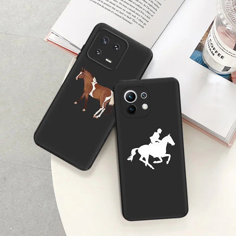 Soft Silicone Phone Case For Redmi Note 13Pro 12C 13C Xiaomi 12 13 Lite 12T 12X Cute Horse Racehorse Matte Shell Protect Cover