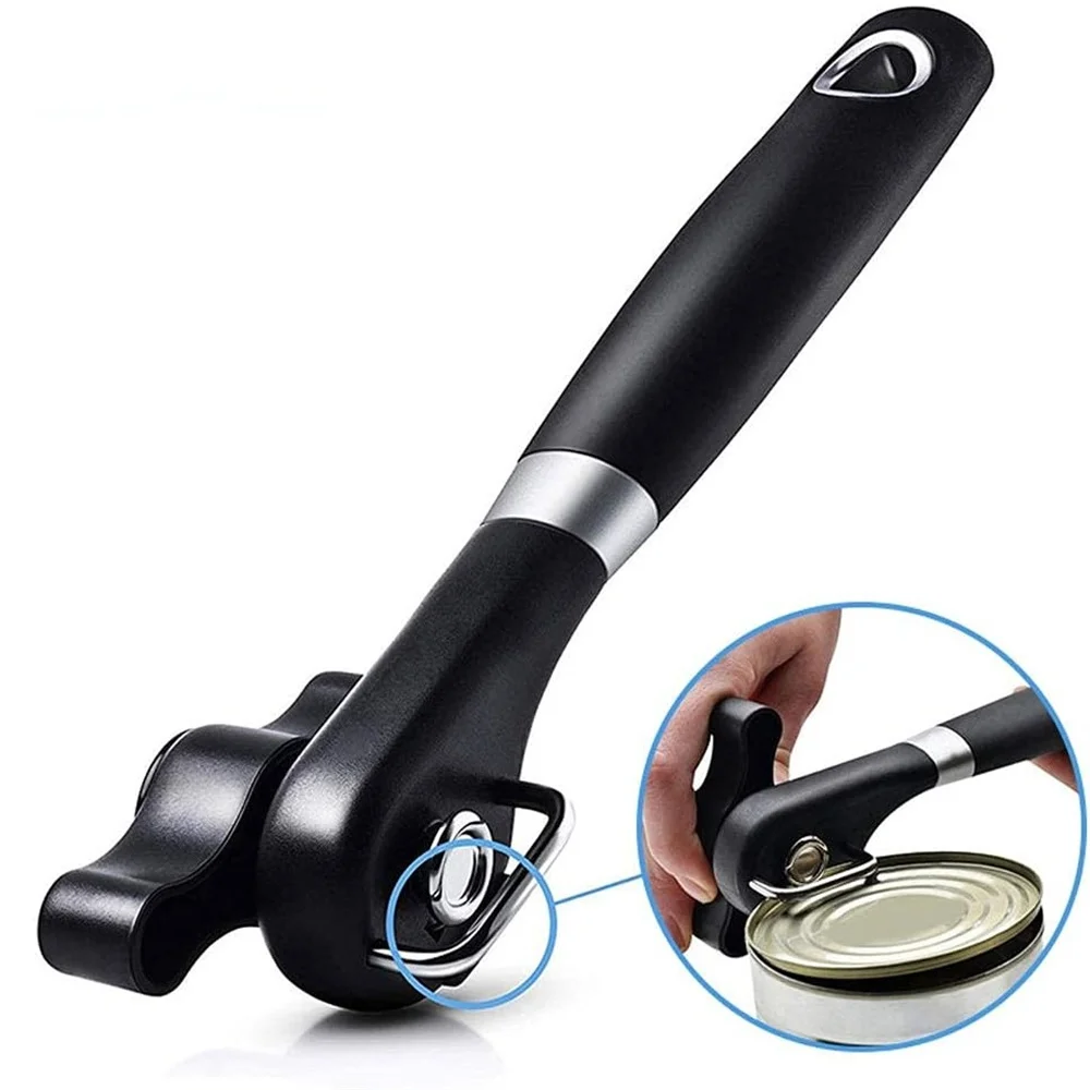 Safe Cutting Can Opener Smooth Edge Can Opener Handheld Food Grade Stainless Steel Cutting Can Opener for Restaurant and Kitchen