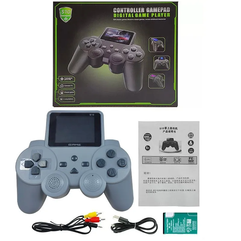 

S10 handheld game console retro FC character adventure 520 children's toys single and double TV game