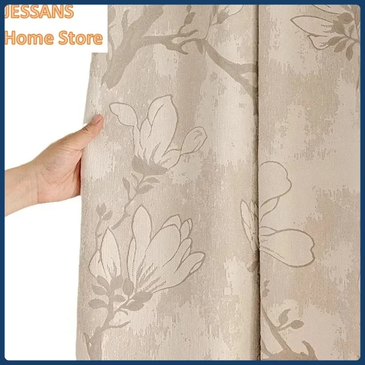 

Fashion Modern Jacquard Cream New Luxury Curtains Living Room Bedroom Thickened Fabric Custom Size Balcony Blackout Decor