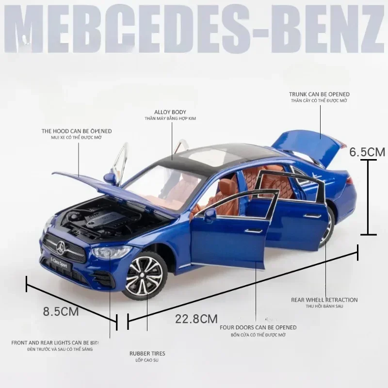 Simulação Benz E300 Alloy Car Model, Som e Luz Pullback Diecast Brinquedos, Veículos para Crianças, Veículos para Meninos, Miniatura, Escala 1:24