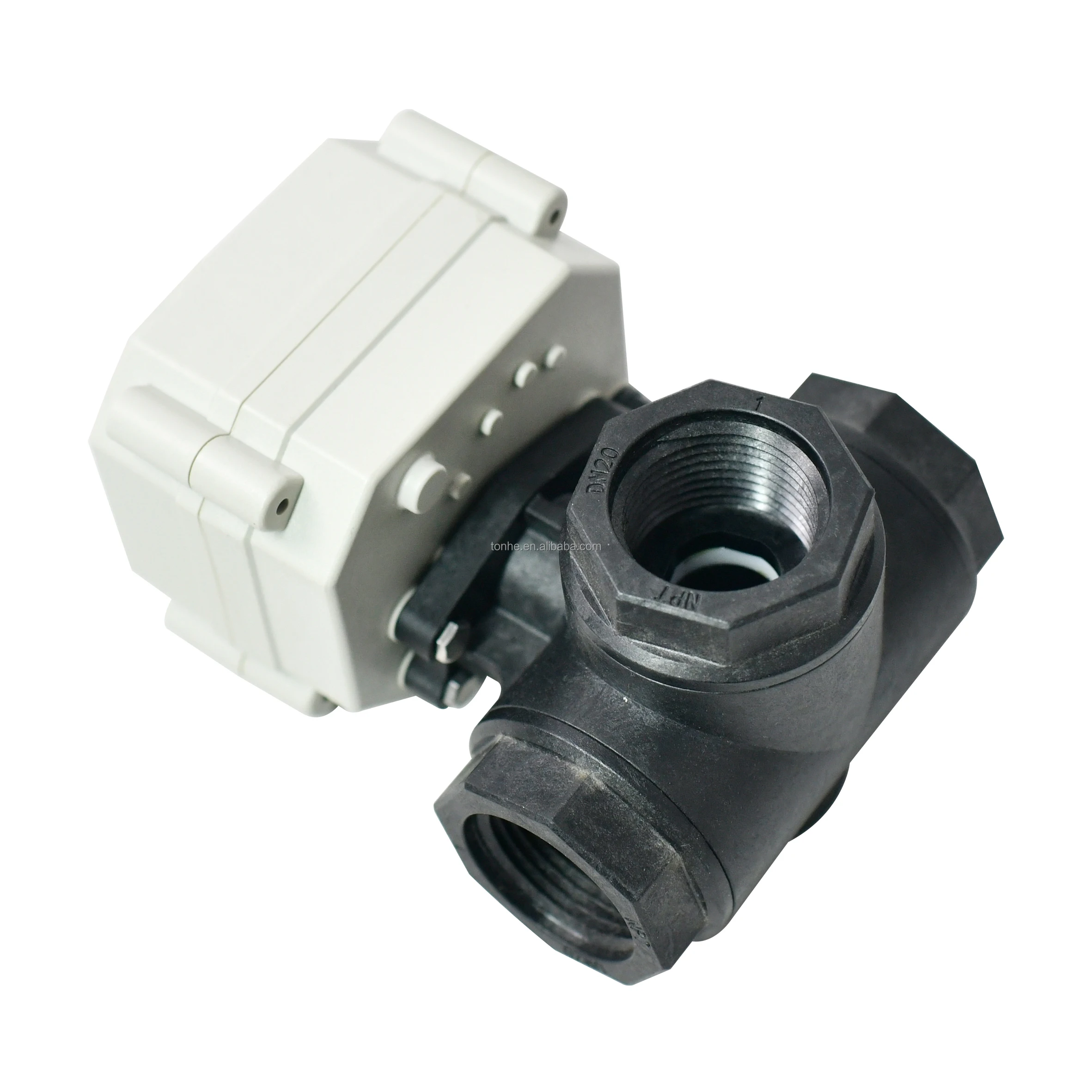 3 Way DC12V/DC24V DN20 3/4'' PPO Plastic  Electric Actuator Water Ball Valve