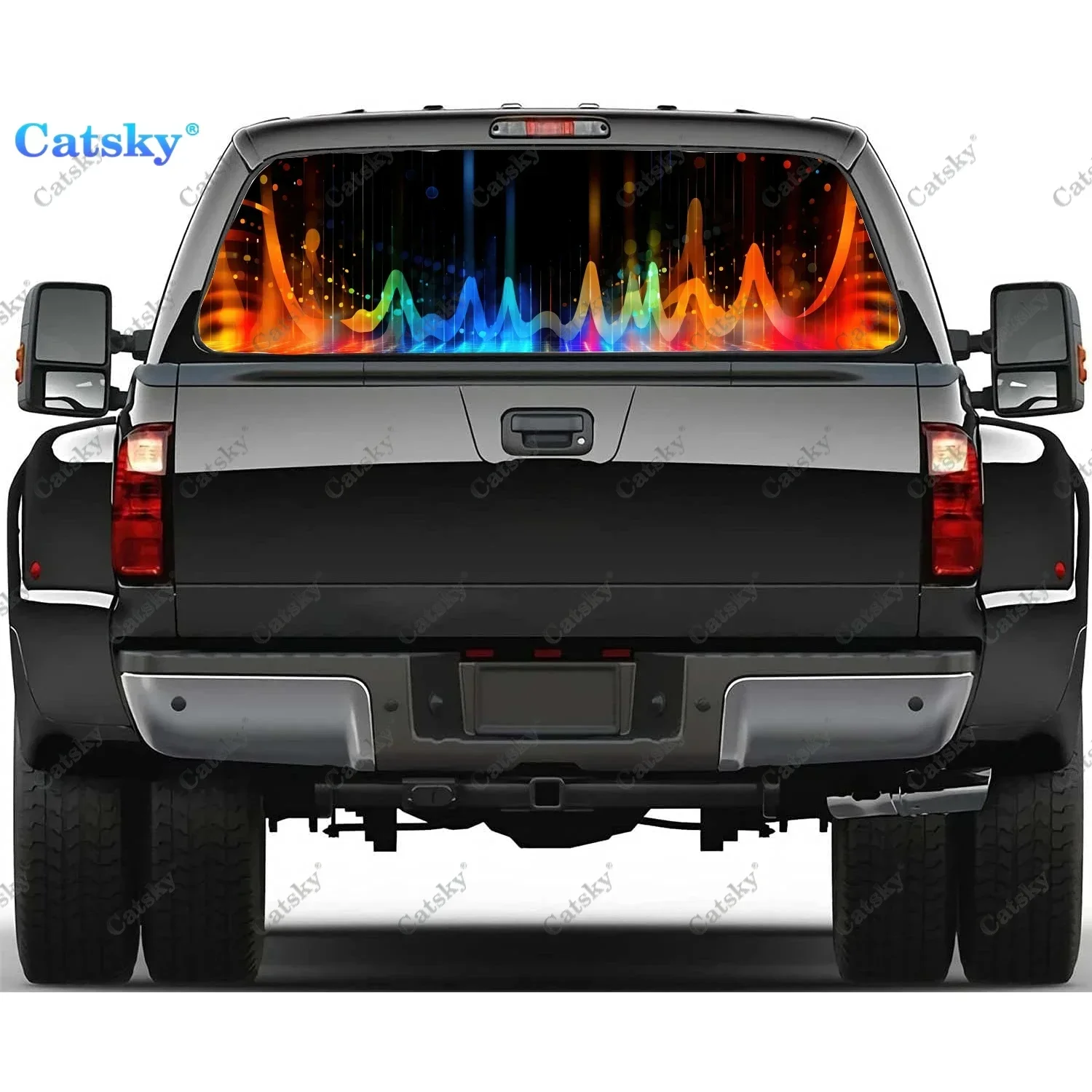 

Abstract Colorful Radio Waves Rear Window Decal Fit Pickup,Truck,Car Universal See Through Perforated Back Windows Vinyl Sticker