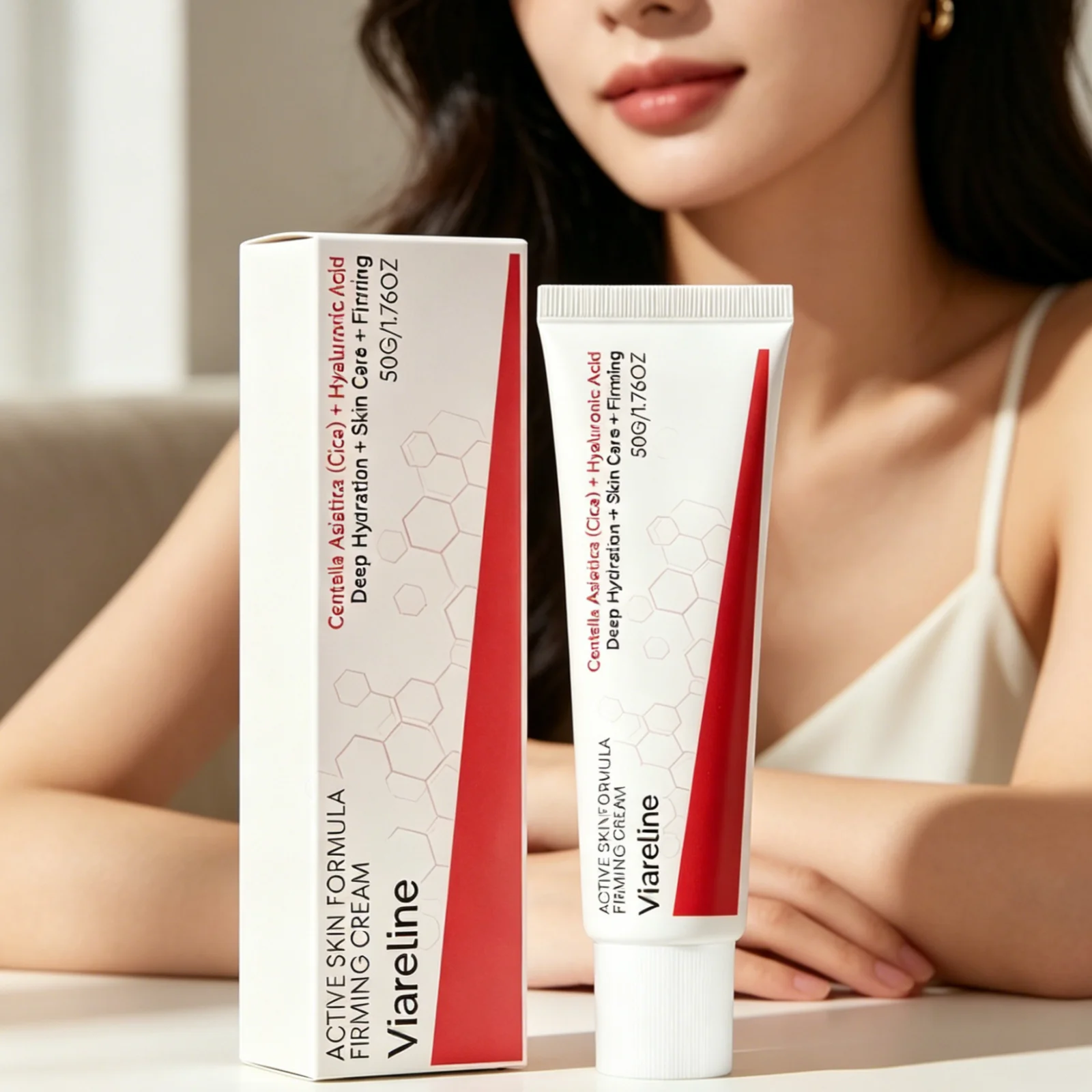 Viareline Firming Cream Deep Hydration Intense Moisturizing Repair Skin Barrier Brighten Skin Tone Centella Asiatica Cream 50g