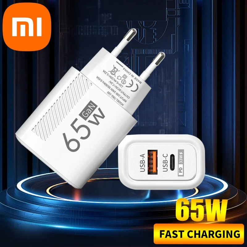 Xiaomi 65W USB C Charger GaN Fast Charging Wall Charger For iPhone Samsung Xiaomi Quick Charge EU/US Plug Phone Charger Adapter