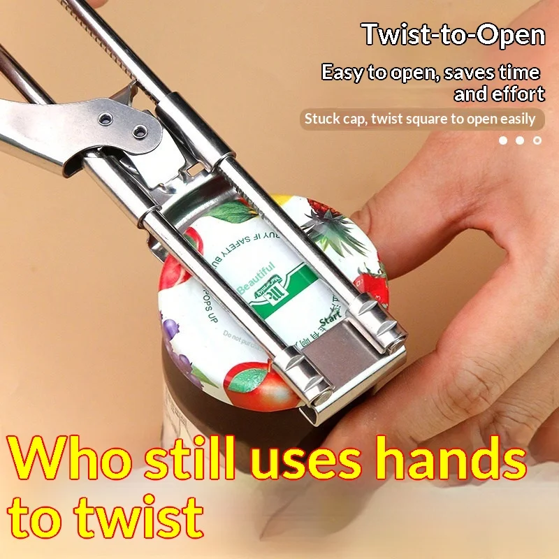 A sturdy and durable kitchen tool suitable for cans and bottles, adjustable manual stainless steel can opener, multifunctional