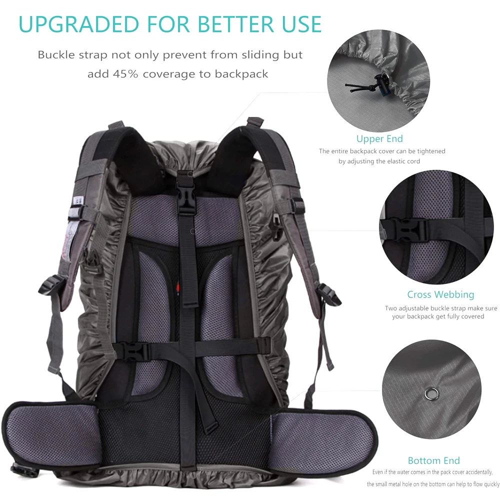 Waterproof Backpack Rain Cover with Reflective Strap, Backpack Cover, Adjustable Anti Slip Cross Buckle, Travel, 1Pc