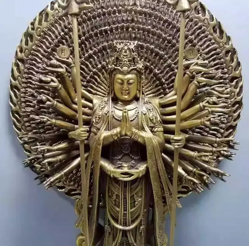 Metal 1-foot 6-station Thousand Hand Guanyin 35 * 14 * 52 * cm Decorative Decoration Home, Office, Cultural and Creative Decora