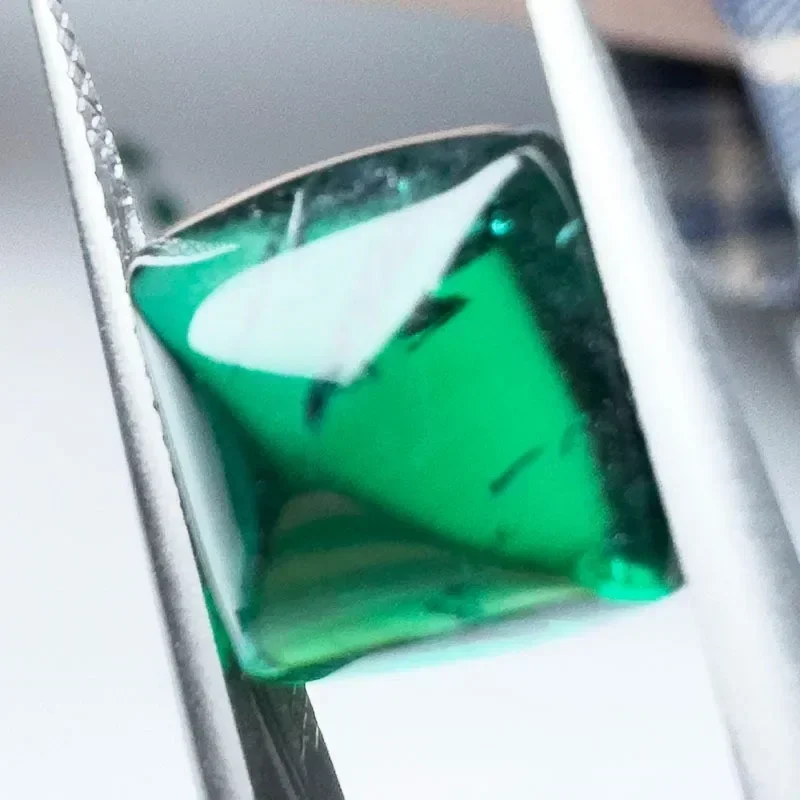 

Lab Grown Zambian Emeralds Square Cushion Smooth Surface with Cracks Inclusions Inside Selectable AGL Certificate