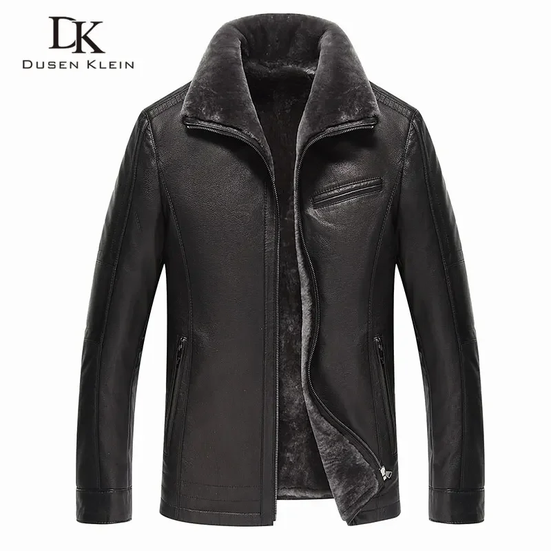 Men Real Leather jackets Brand 2019 New Men Wool Liner Winter Warm Coats Luxury Male Cow leather Outerwear 178101