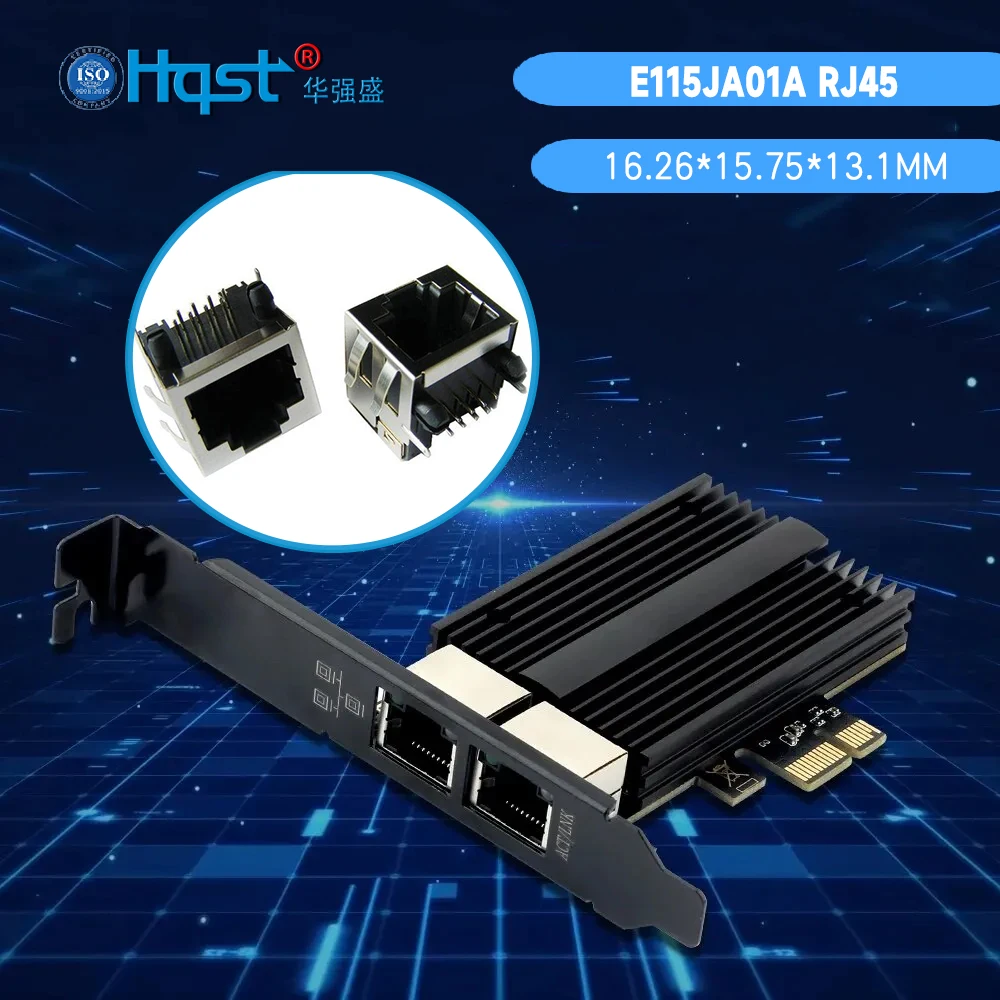 E115JA01A Rj45 1 * 1 Single-Port LAN/NETWORK Connector 8P8C Copper EMC Shield Non-Led Crystal head socket