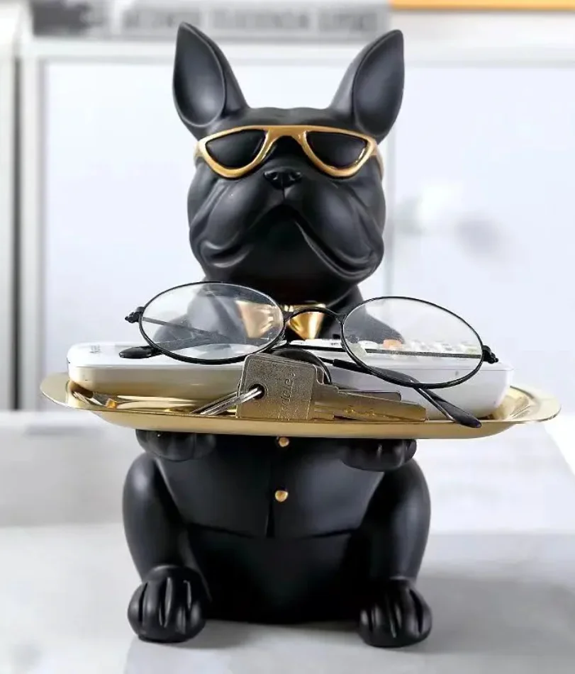 

Multi Functional Bulldog Tray Animal Statue Creative Ornament Living Room Bedroom Miscellaneous Storage Home Decoration