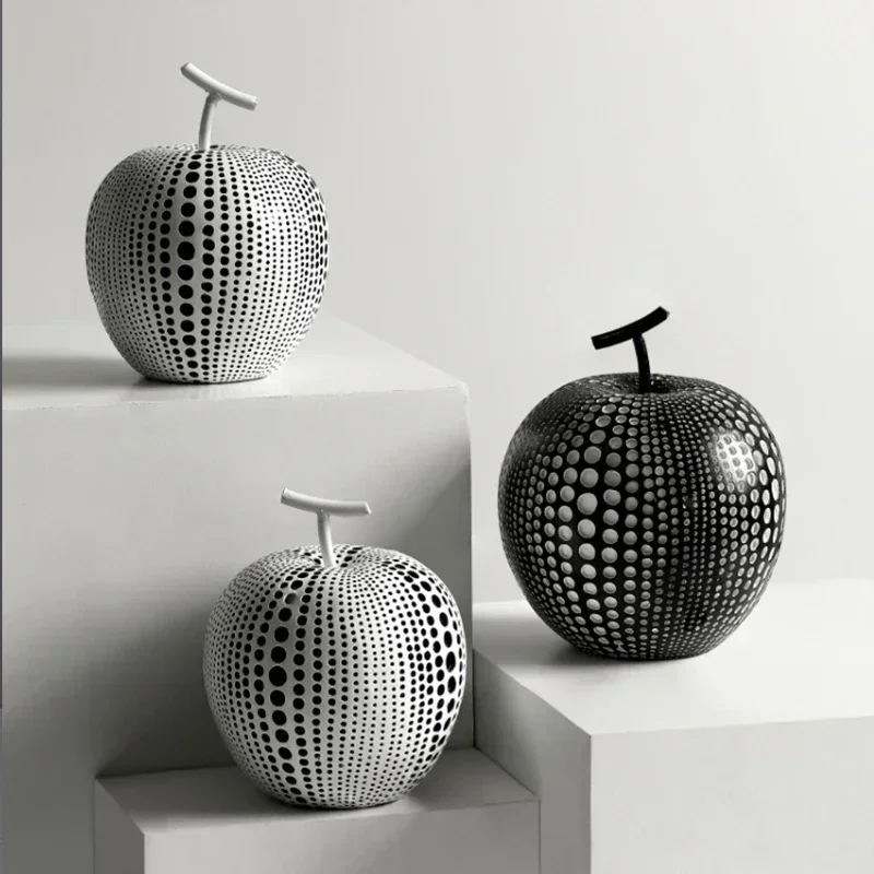 Fruit Abstract Statue Ornaments Simple Room Decor White Black Apple Pear Resin Figurine Desk Adornment Home Decoration Modern