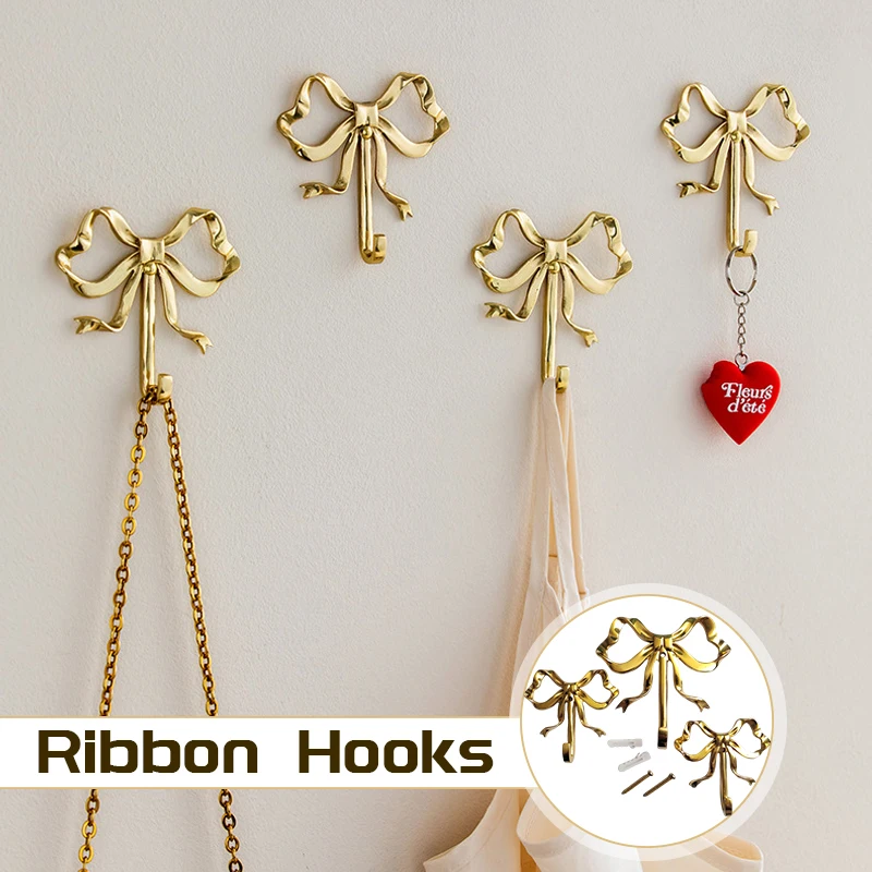 Luxury Bow Shape Wall Hook Brass Retro Clothes Coat Robe Hooks Hat Bag Hanger Towel Hanging Holder Bedroom Porch Bathroom Decor