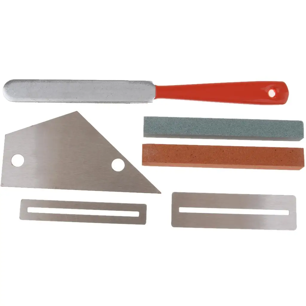 Guitar Luthier Tool Accessory Set Fret Polishing Grinding Stone Fret File Protector for Bass and Ukulele Repair