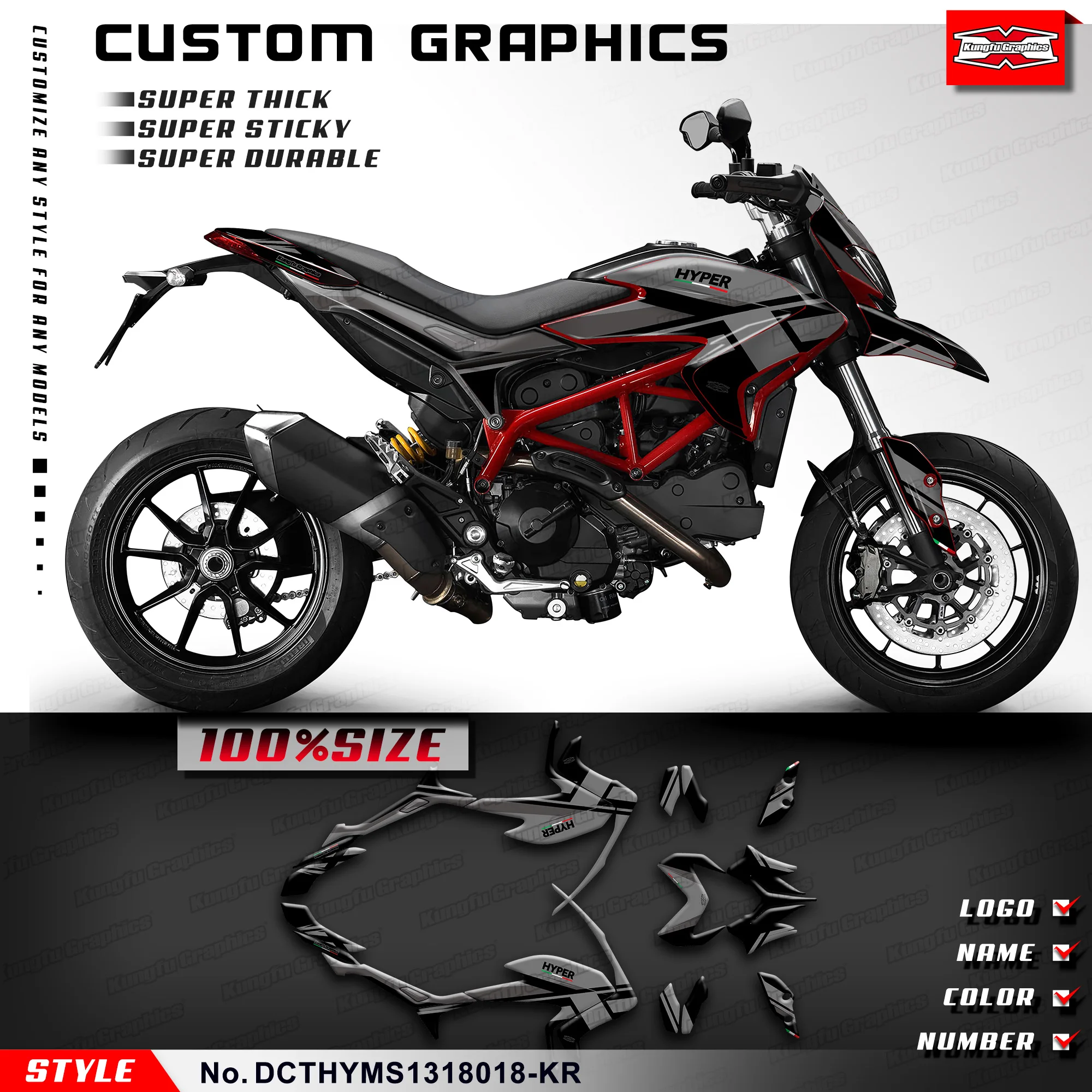 

Набор графических наклеек KUNGFU GRAPHICS для DUCATI Hypermotard Hyperstrada 821 939 2013 14 15 16 17 18, DCTHYMS1318018-KR