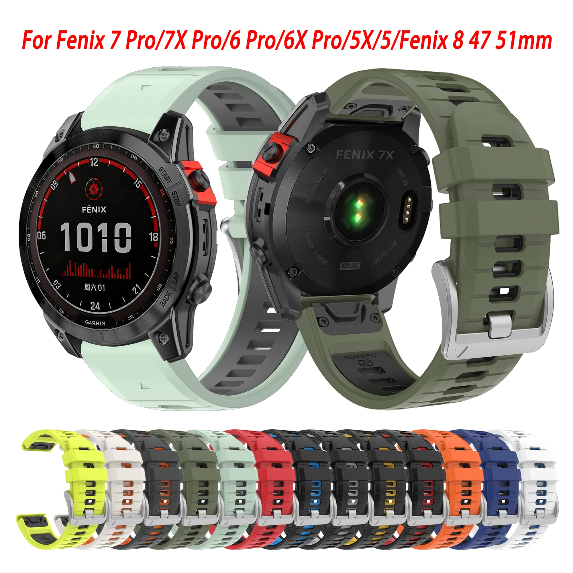 22mm 26mm Sport-Silikonarmband QuickFit für Garmin Epix Gen2 Fenix 7X 7 Pro 8 E 6X 6 Pro 5 5X Plus 965 Tactix Enduro Armband