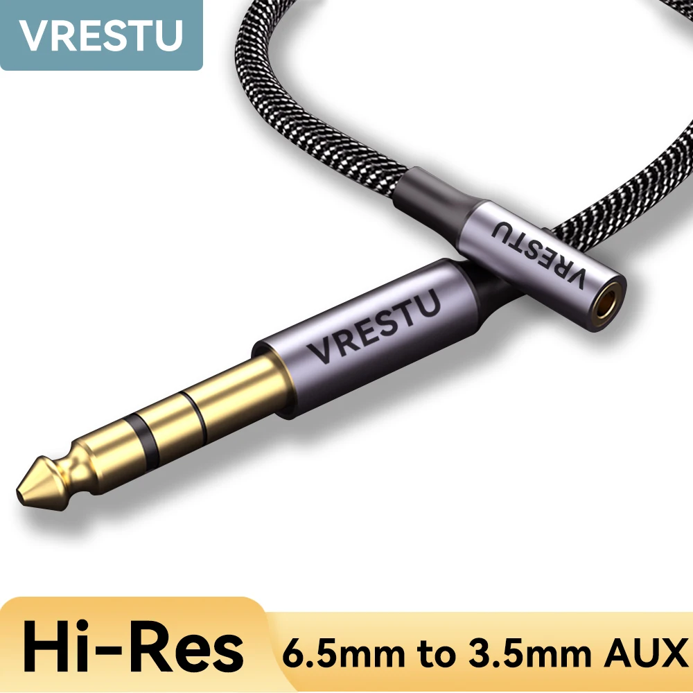 6.5mm to 3.5mm TRS 6.35mm 1/4 Male to 3.5mm 1/8 Female Stereo Headphone Jack Audio Adapter for Amplifier Piano Guitar Instrument