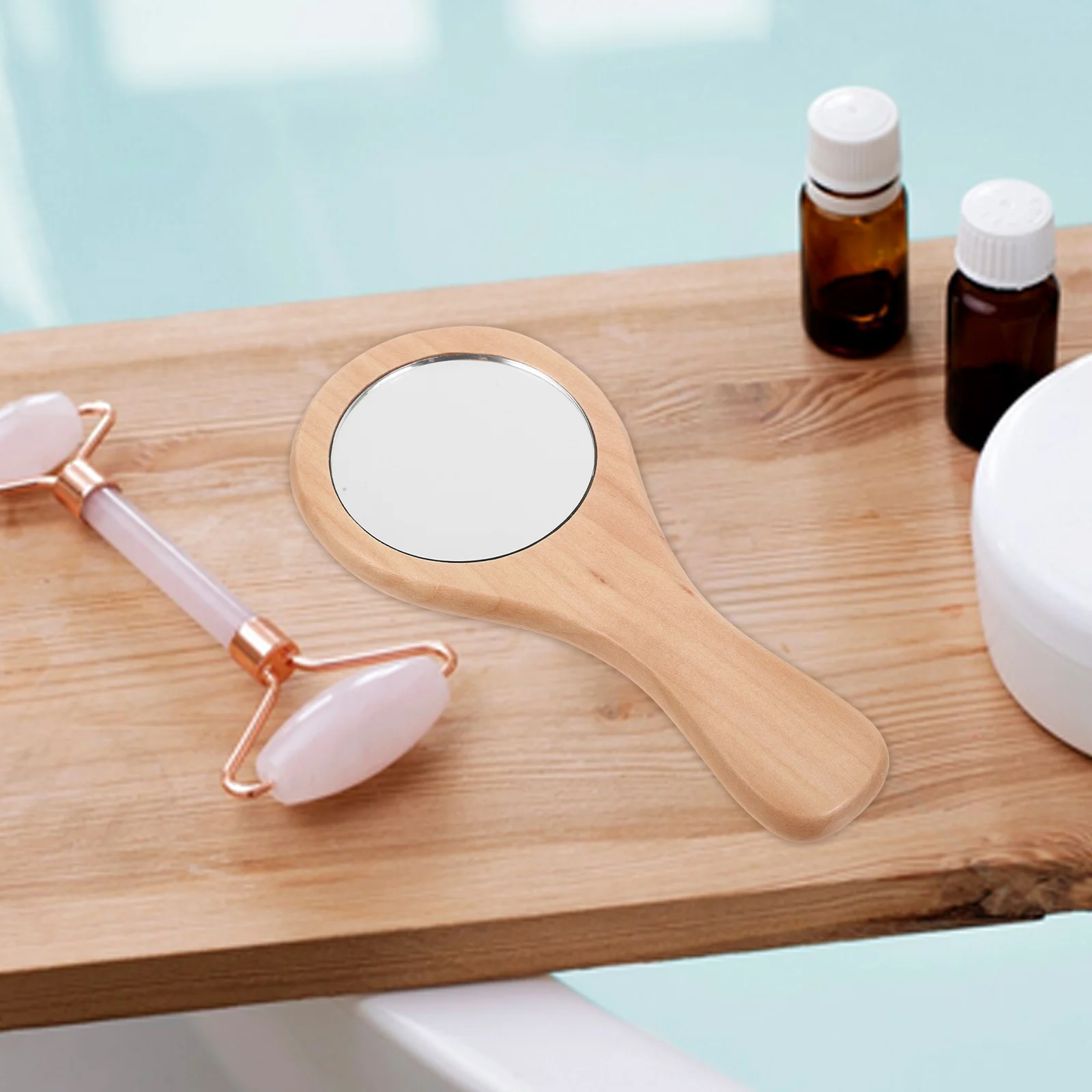 3 szt. Ręczne lusterko do makijażu Mini Przenośne Okrągłe Drewniane Lusterko Podróżne Kieszonkowe do Makijażu i Golenia dla Kobiet i Mężczyzn